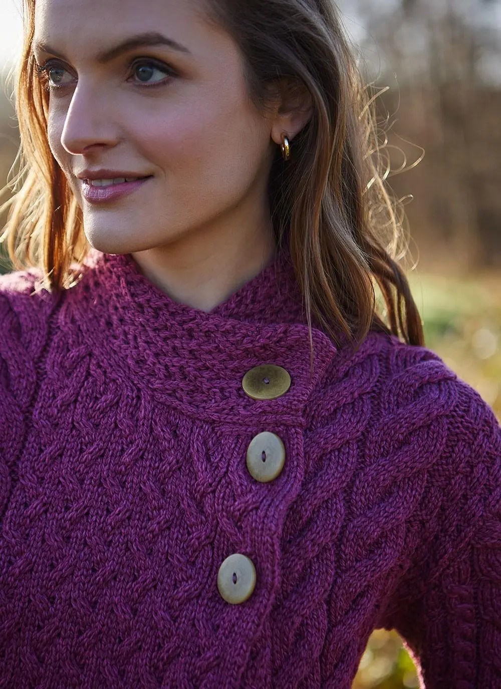 Supersoft Merino Wool Button Neck Cardigan Jam Blarney